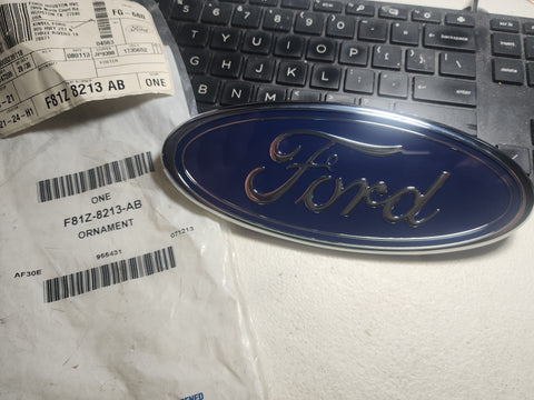 Ford Oval Emblem 7" x 2.75 - Chrome & Blue Enamel - F81Z-8213-AB