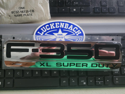 Ford F350 Chrome & Black Emblem - 9.25 x 2-3/8's - 5C3Z 16720 CB