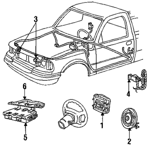 Air Bag Sensor Assembly Right Side - 1995-1996 Ford Bronco, F150, F250 - F5TZ 14B004 A